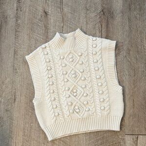 Wilfred Cream Cable & Bobble Knit Sleeveless Turtleneck